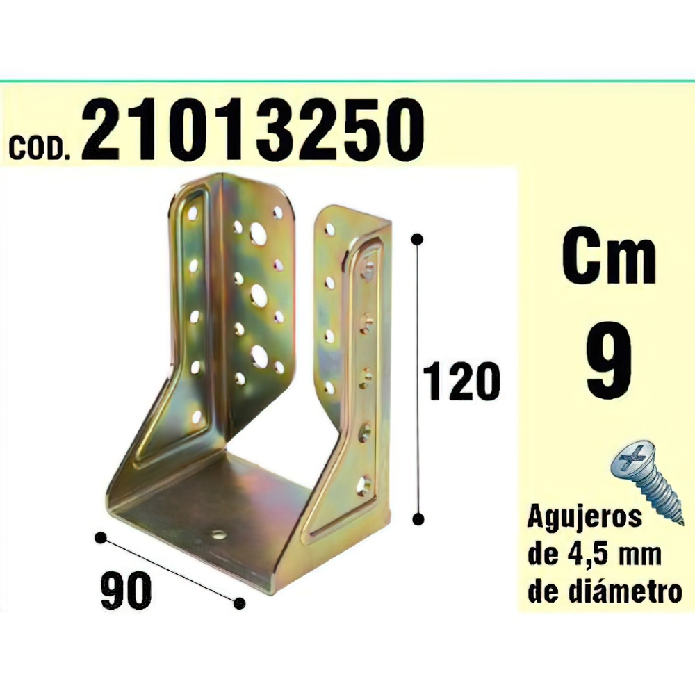 Soporte para madera alas interiores bicromatado. - Medida: 90mm. - Soporte bicromatado. - Realizado en metal.